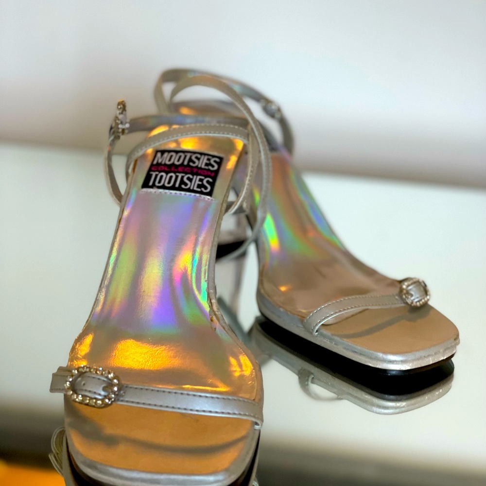 Beautiful silver Sandal with clear acrylic heel